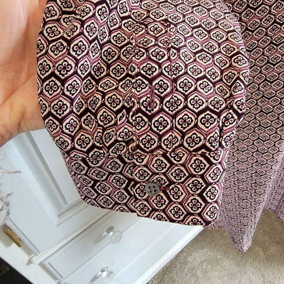 Joie 100% Silk Mauve Black Cream Printed V Neck Long Sleeve Blouse Luxury Small - Picture 4 of 13